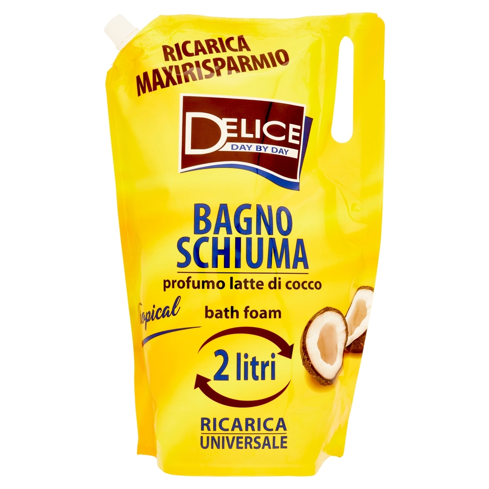 Delice Day by Day Bagno Schiuma profumo latte di cocco Ricarica Universale 2 litri